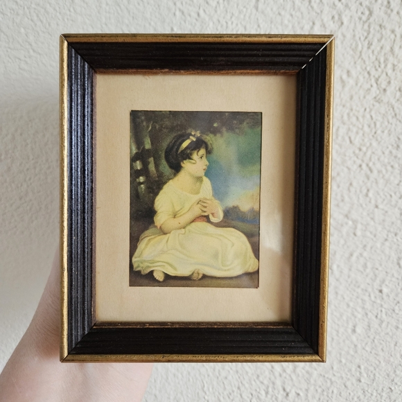 Vintage Other - Vintage Mid Cenutry Age of Innocence Girl Miniature Lithograph Framed Print